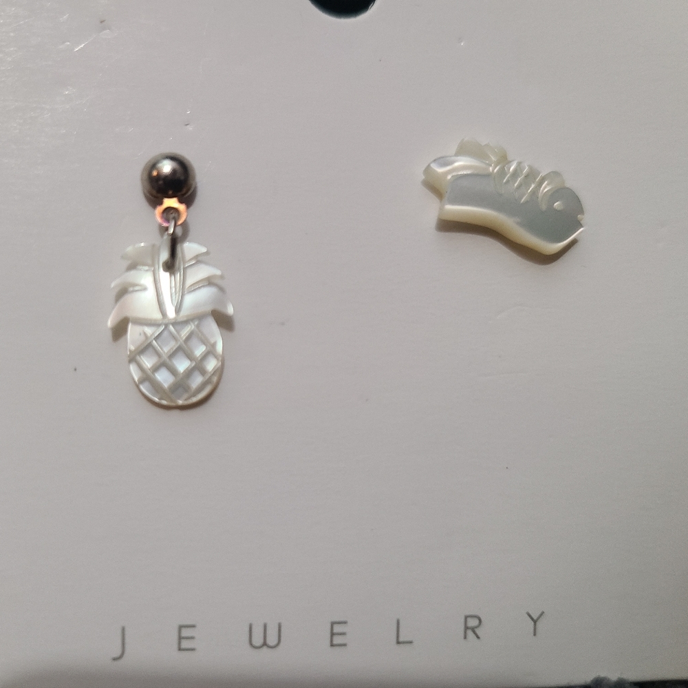 Pineapple and Fish Mismatch Asymmetrical Earring Set